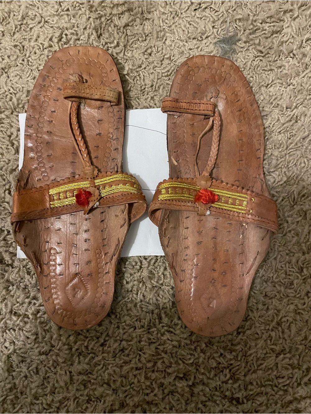 Handcrafted Brown Leather Women’s Sandals with Gold Trim